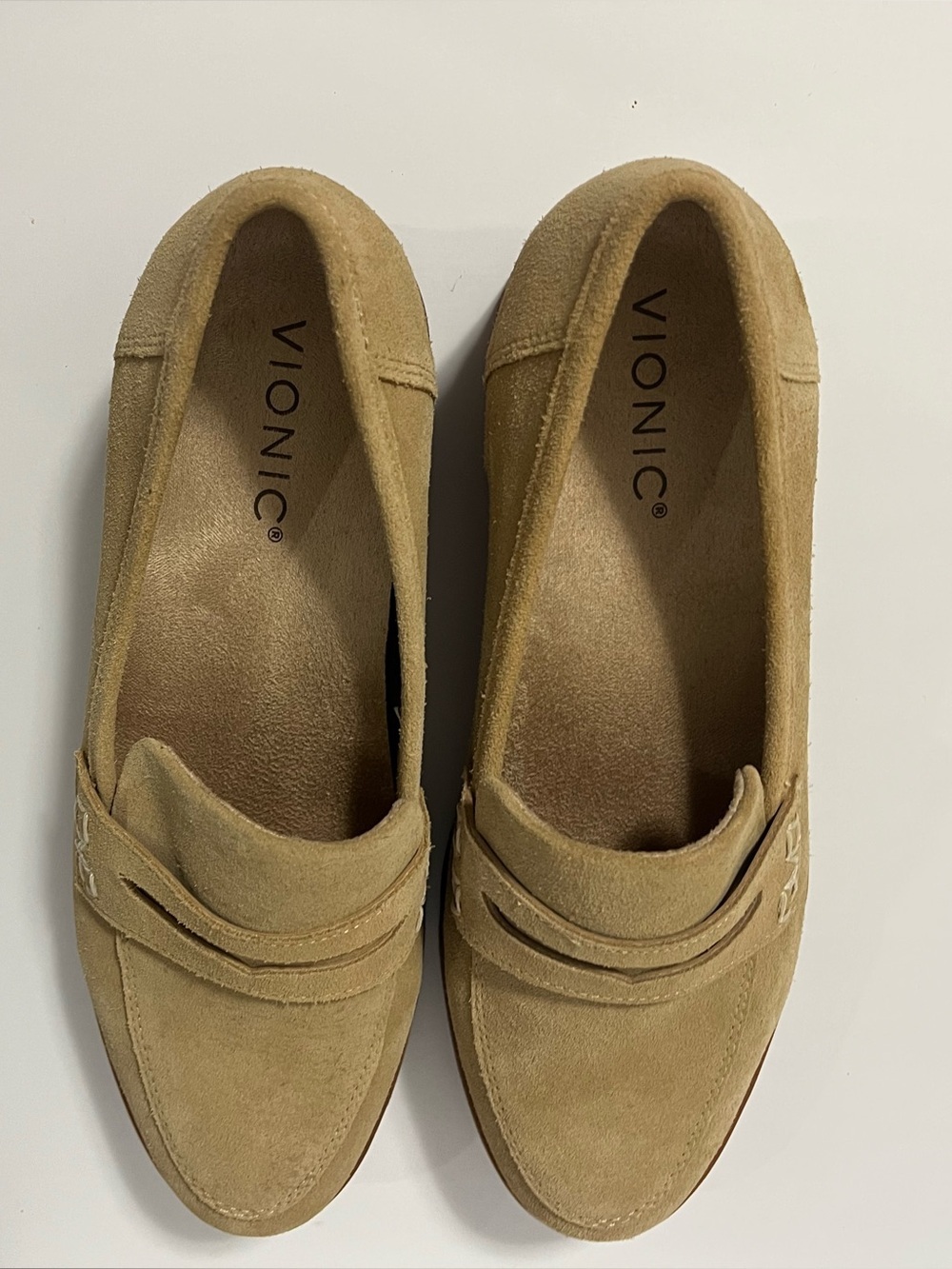 Vionic Eloide Nubuck Brown Suede Leather Loafers Womens 7 Chunky Lug Sole Preppy - Picture 8 of 11